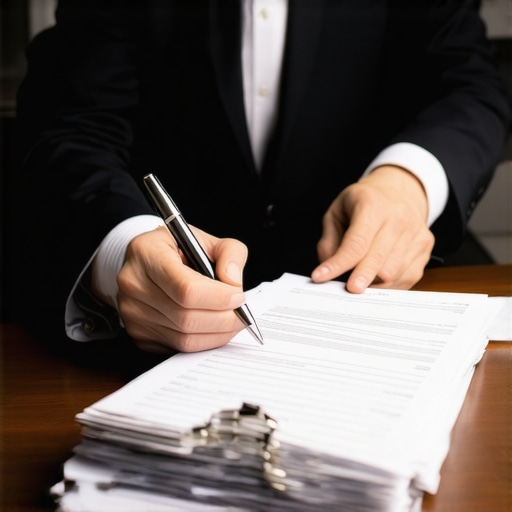 Abogado de inmigración asesorando a un cliente con documentos legales en oficina