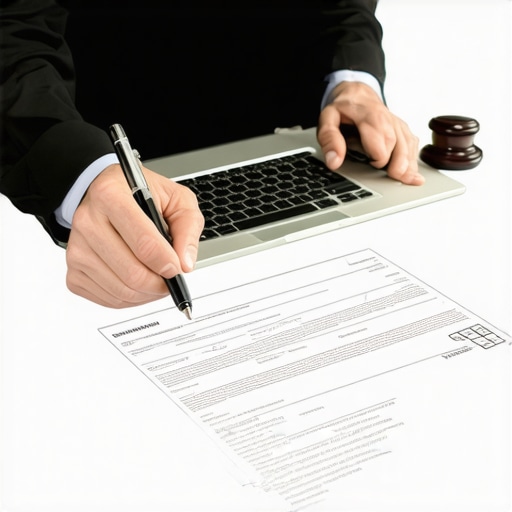 Abogado de inmigración revisando documentos legales con cliente