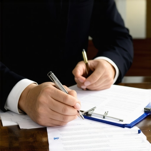 Lawyer advising client on immigration paperwork