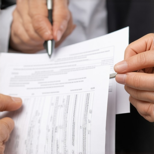 Abogado de inmigración revisando papeles con cliente en oficina