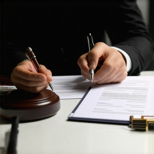 Immigration lawyer reviewing documents with client