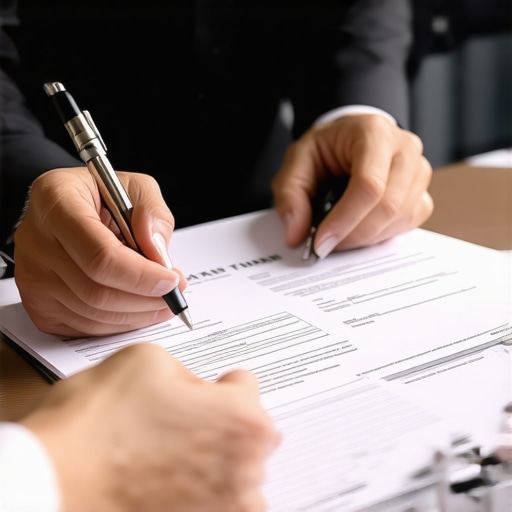 Estrategia legal en inmigración Abogado revisando papeles de inmigración con cliente en una oficina