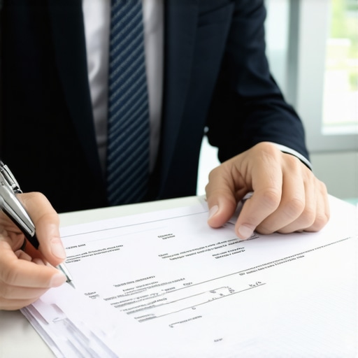 Expert Immigration Lawyer Review Lawyer analyzing immigration paperwork with client in office.