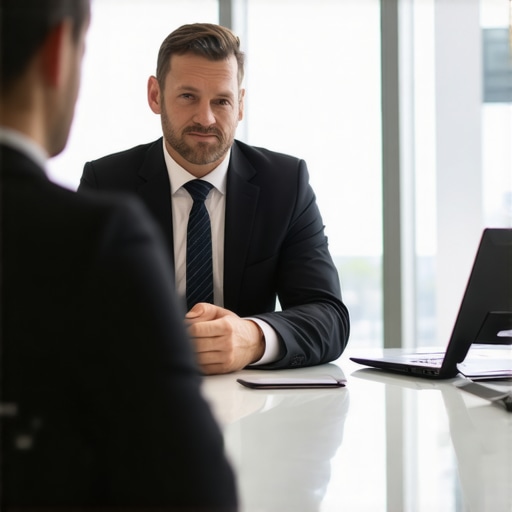 Abogado de inmigración asesorando a cliente en oficina