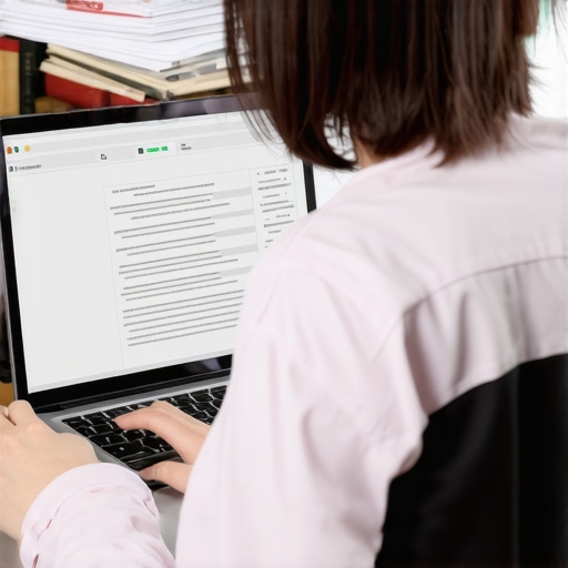 Persona organizando documentos legales en computadora para procesos de inmigración