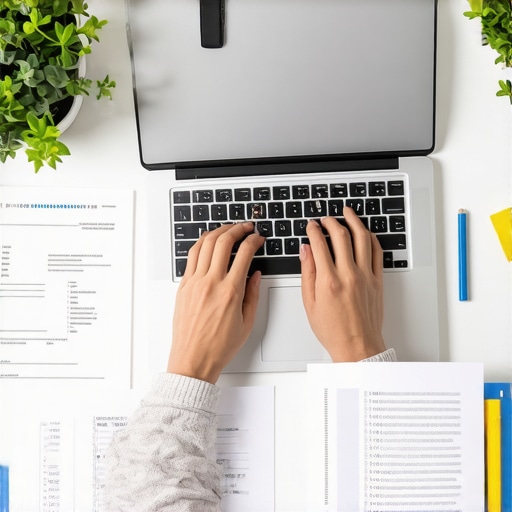 Organización digital para inmigrantes y abogados Persona gestionando documentos migratorios con software en una laptop