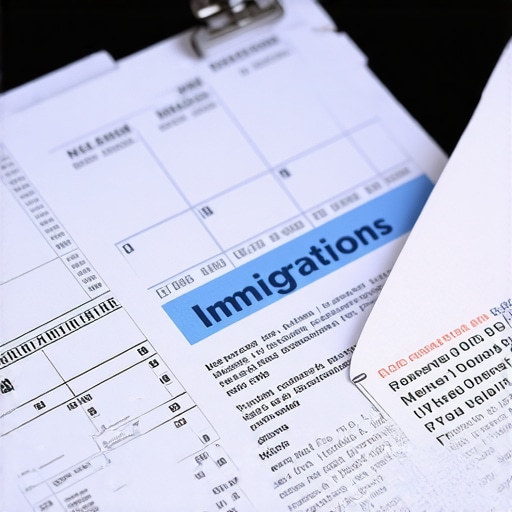 Organizador digital y calendario para gestión migratoria Detalle de un organizador digital y un calendario con documentos de inmigración