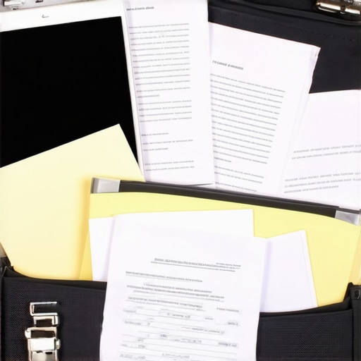 A suitcase open with folders, a laptop, and digital tools for managing immigration documents