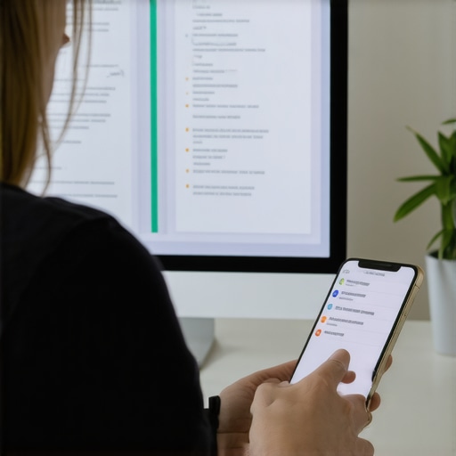 Organizing Immigration Process Person managing immigration documents digitally with reminders on smartphone.