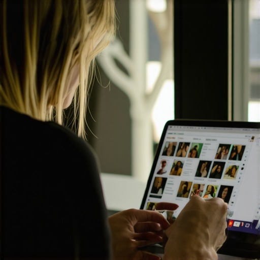 Persona analizando perfiles de redes sociales en una computadora portátil