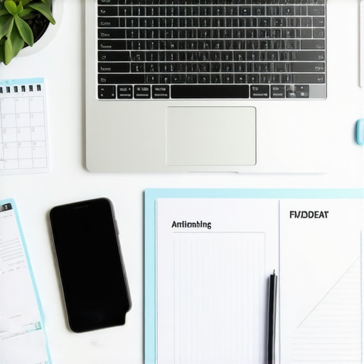 A clean, organized workspace featuring digital devices and documents used for managing immigration cases.