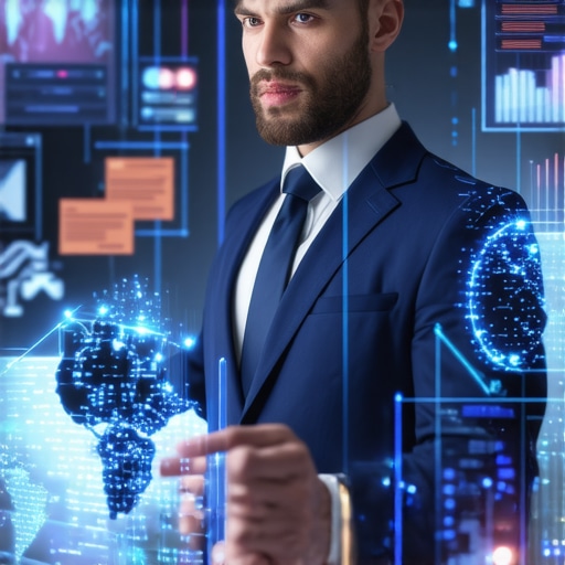 Abogado de inmigración trabajando con tecnología avanzada en una oficina moderna