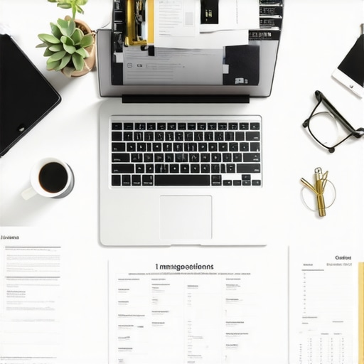 Espacio de trabajo con computadora y documentos organizados para casos de inmigración.