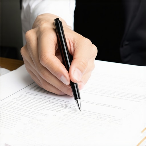 Persona revisando documentos de licencia de abogado