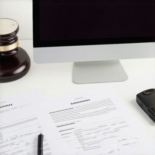 Immigration lawyer managing cases with digital tools in a modern office.