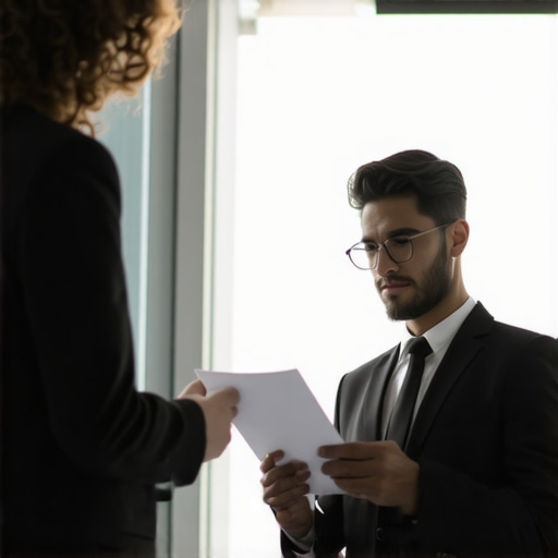 Immigrant reviewing documents with lawyer