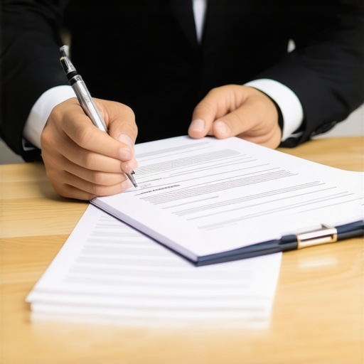 Lawyer explaining immigration process to a client in an office setting.