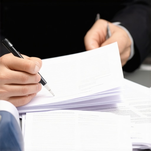 A professional lawyer advising a client with legal documents.