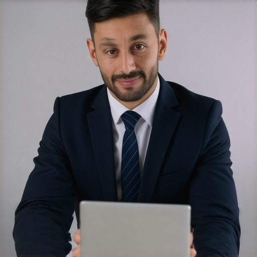 Abogado de inmigración trabajando con computadora y software especializado en gestión de casos