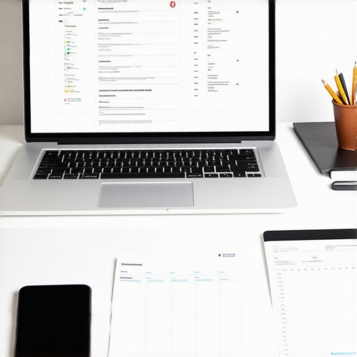 Vista de un espacio de trabajo digital con documentos, calendario y aplicaciones de gestión de tareas