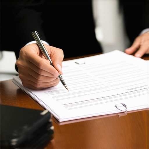 Lawyer helping client correct documents for immigration process.