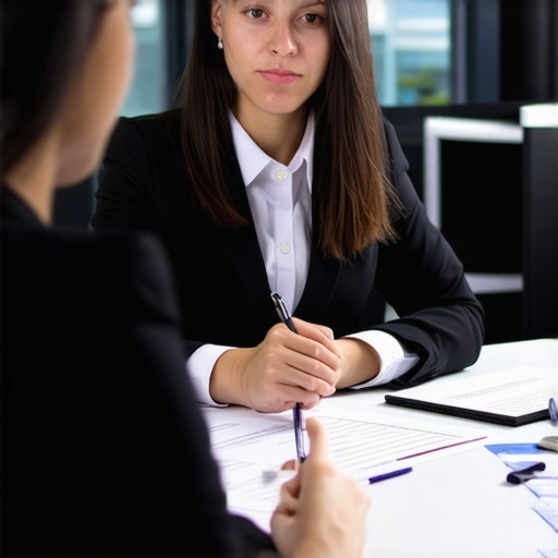 Immigration lawyer consulting with a client about residency recovery in an office setting.