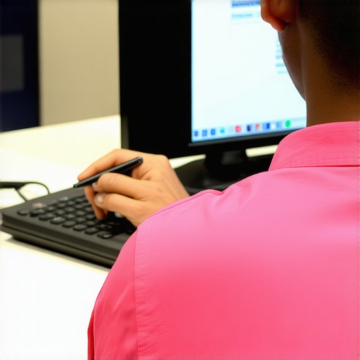 Person using computer to check immigration case status from home