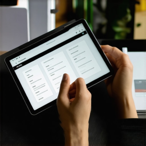 Persona usando un dispositivo para gestionar documentos migratorios y recordatorios digitales.