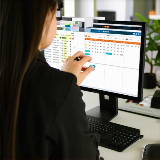 Persona gestionando archivos digitales y calendario para seguimiento migratorio.