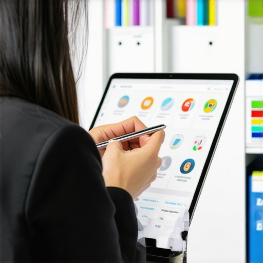 Persona revisando documentos en una tablet, simbolizando la gestión eficiente de trámites de inmigración.