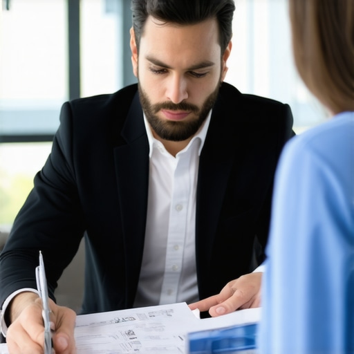 Consulting with an immigration lawyer Immigration lawyer advising a client about residency recovery strategies.