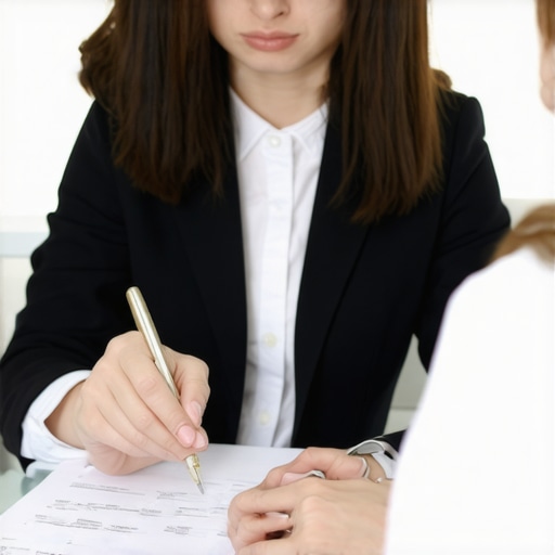 Immigration lawyer advising a client during a consultation in an office setting