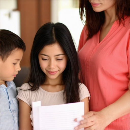 Family organizing legal documents at home to be ready for immigration emergencies