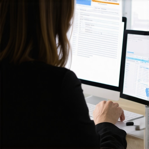 Abogado usando software de gestión para organizar casos migratorios