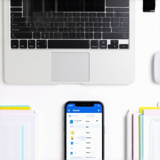 Herramientas tecnológicas para abogados de inmigración Computadora portátil, teléfono inteligente y archivos digitales utilizados por abogados de inmigración para mantener sus casos organizados.