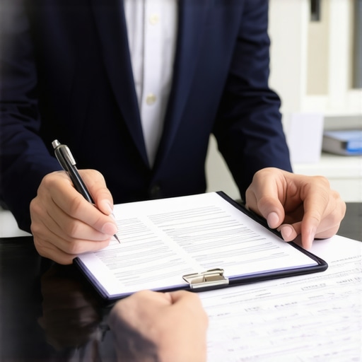 Immigration lawyer consulting with client about legal case in an office