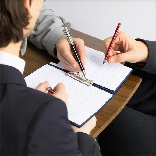 Immigration lawyer advising client about paperwork