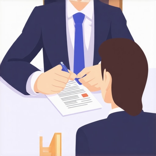 Lawyer and client reviewing immigration paperwork together.
