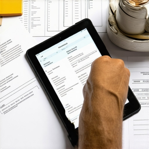 Persona gestionando documentos digitales relacionados con inmigración en una tablet