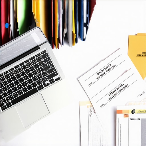 Screenshot of a digital workspace showing organized folders and documents related to immigration process