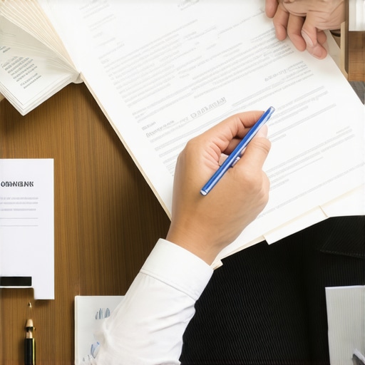 Person organizing legal papers for immigration case