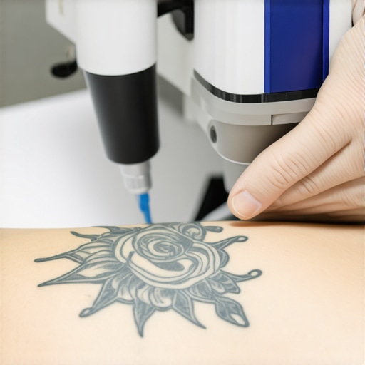Dermatologist performing laser tattoo removal to help with immigration case.