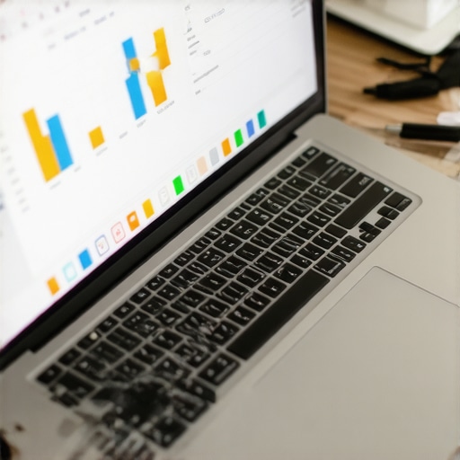 Person using a laptop with immigration management software open, organizing cases and deadlines.