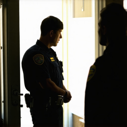 Person explaining rights to an officer at home