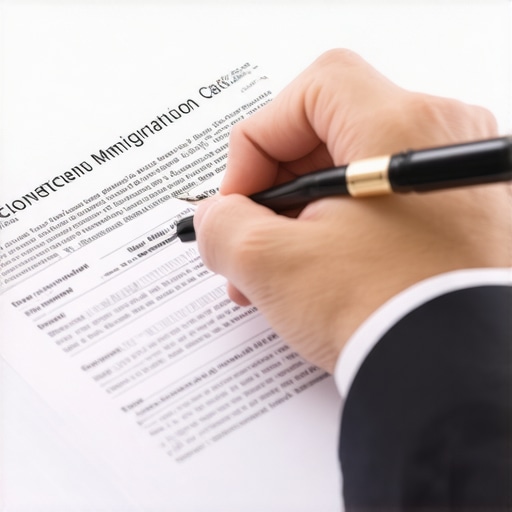 Lawyer reviewing immigration documents during a consultation
