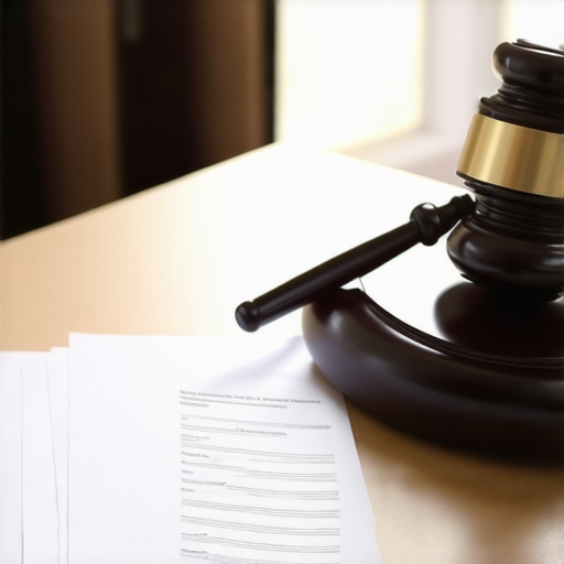 An immigration lawyer and client reviewing legal documents at a desk.