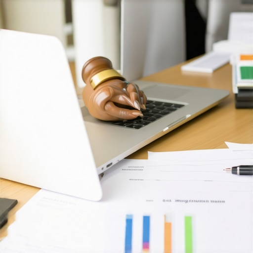 Immigration lawyer working with digital tools in office
