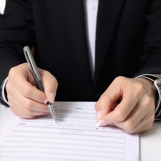 Immigration lawyer reviewing documents with client in office.