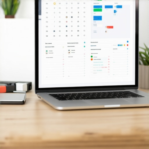 Gestión digital de casos migratorios Pantalla de computadora con organización de documentos y recordatorios para procesos migratorios