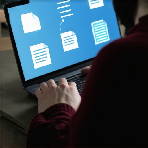 Persona organizando documentos digitales en una laptop para mantener su proceso migratorio en orden